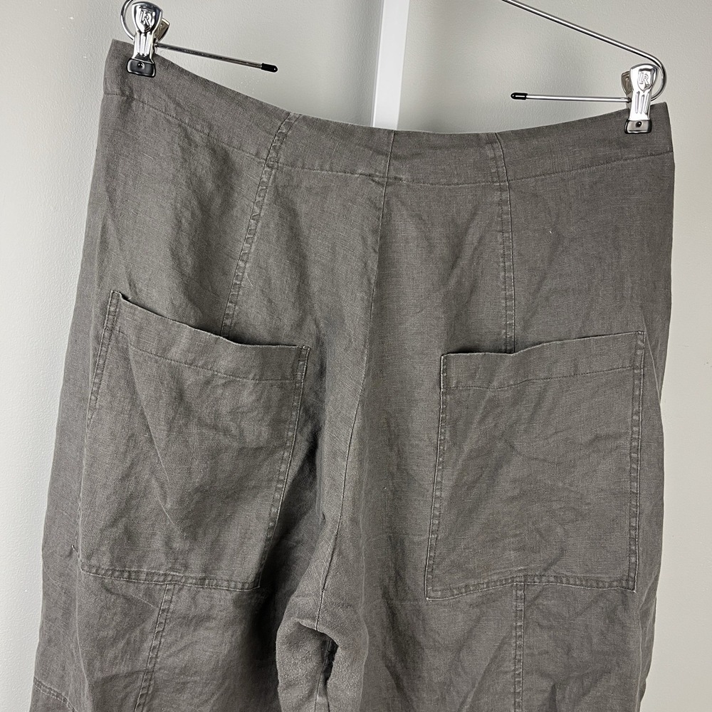 European Cropped Barrel Leg Linen Pants Womens XL Gray Lagenlook Boho Coastal - Picture 6 of 8